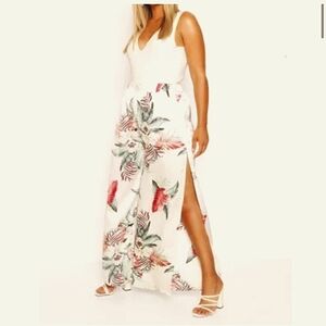 Side Slit Leg Palazzo Pants Size 14 Floral Split Leg Pants for Summer EUC Boohoo